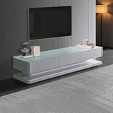 High-Gloss TV Cabinet with 3 Drawers and Tempt Glass Top — Fully Assembled — Allure Home Collections