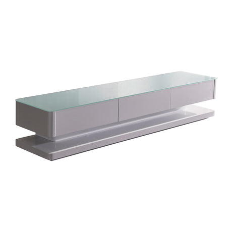 High-Gloss TV Cabinet with 3 Drawers and Tempt Glass Top — Fully Assembled — Allure Home Collections