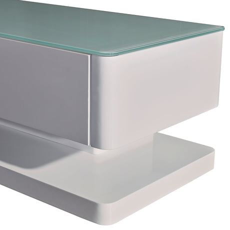 High-Gloss TV Cabinet with 3 Drawers and Tempt Glass Top — Fully Assembled — Allure Home Collections