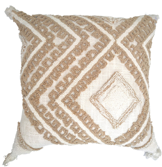 Cream and Beige Tufted Diamond Cushion — 45 x 45cm — Allure Home Collections
