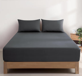 Montalcino cream vintage washed cotton fitted sheet set on a bed