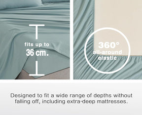 Volterra seafoam vintage washed microfibre fitted sheet set on a bed