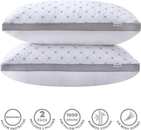 Premium Bamboo Cooling Plush Down-Like Pillows - Twin Pack