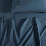 Vintage Washed 100% Cotton Soft Breathable Sheet Set - Dark Indigo - King Single