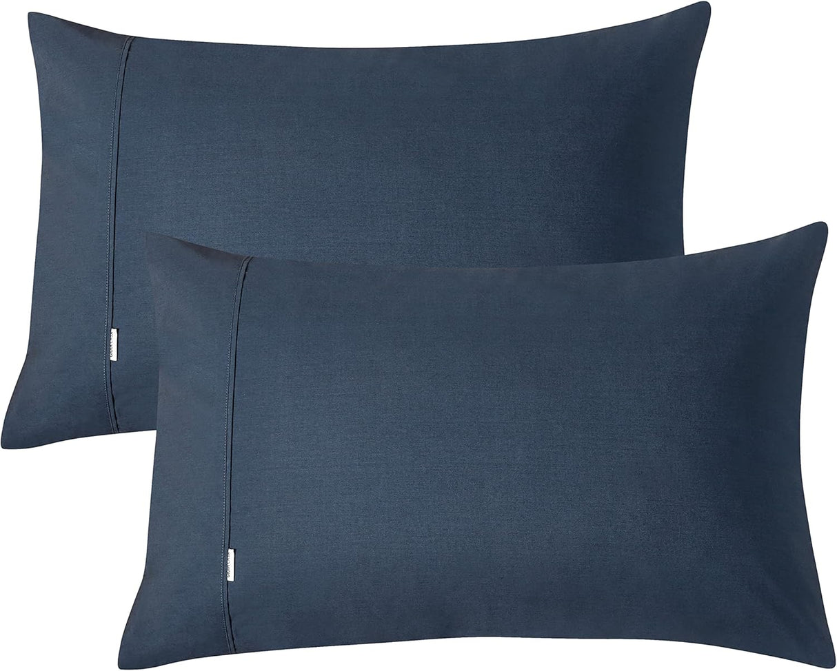 Vintage Washed 100% Cotton Soft Breathable Sheet Set - Dark Indigo - King Single