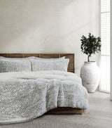Kingswood faux fur and sherpa reversible comforter on a bed