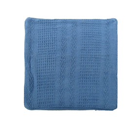 Agadir cotton knitted herringbone cushion cover blue 43 x 43cm