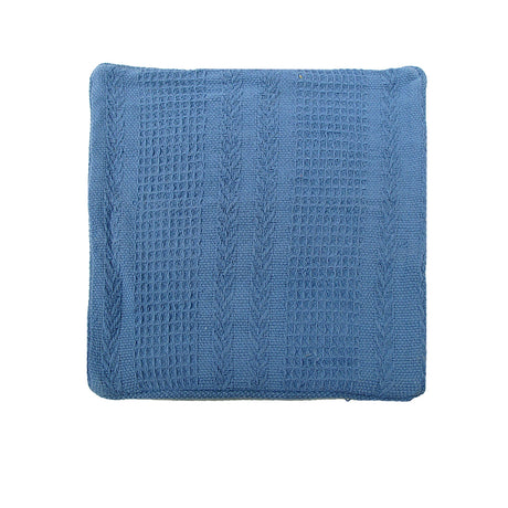 Cotton Knitted Herringbone Cushion Cover — Blue 43 x 43cm — Allure Home Collections