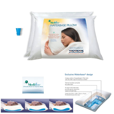 Mediflow Adjustable Waterbase Pillows — Twin Pack, Neck Pain Reduction, USA Made — Allure Home Collections