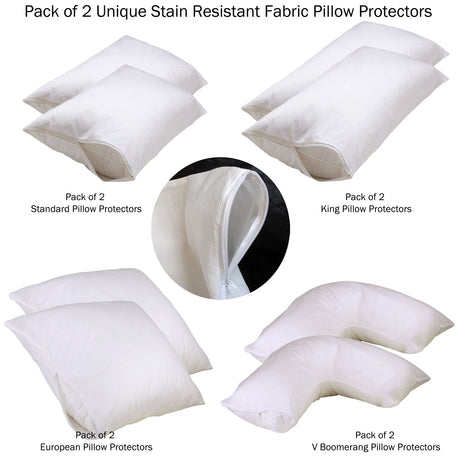 Stain Resistant King Size Pillow Protectors — Set of 2 — Allure Home Collections