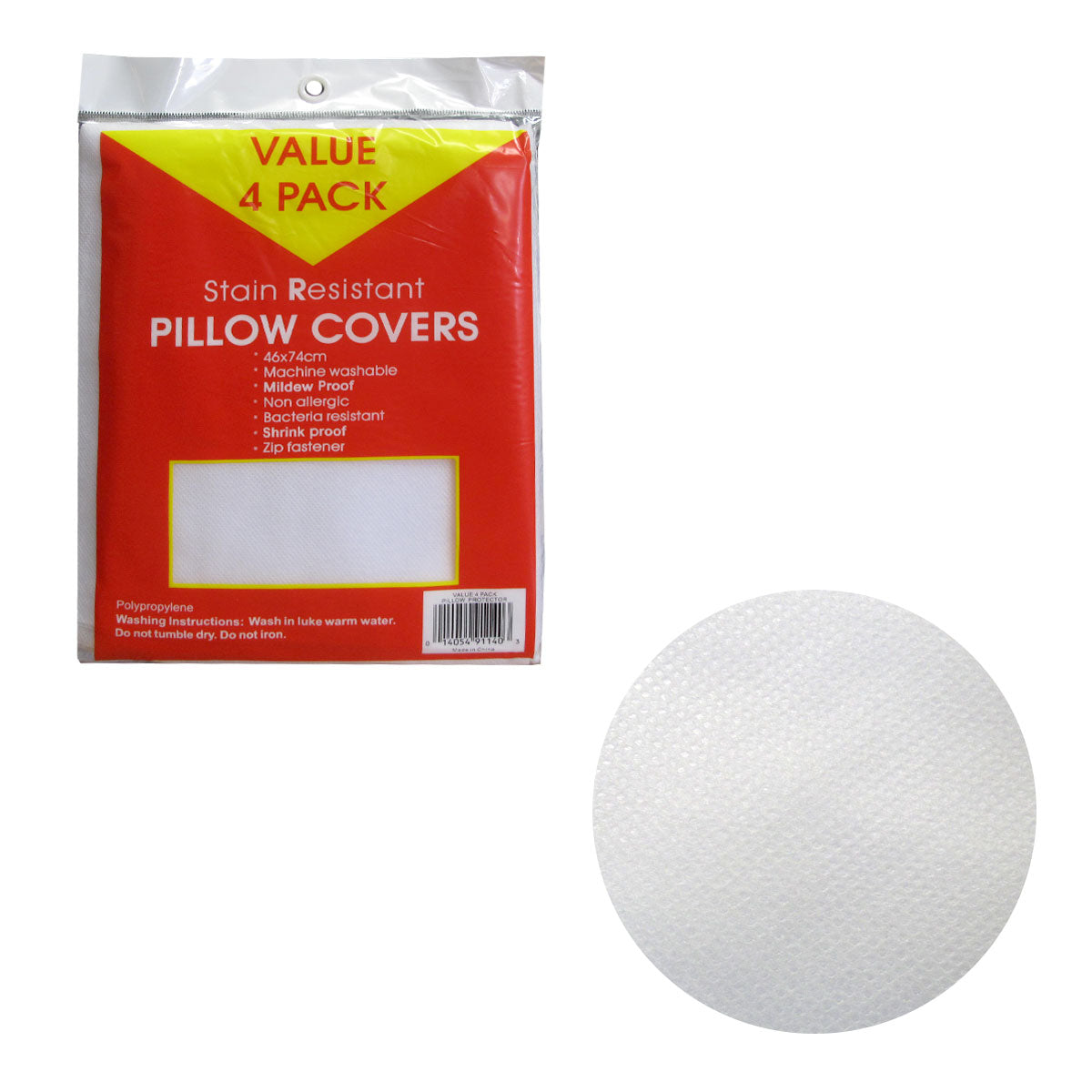 Stain Resistant Pillow Protectors — Pack of 4, Standard 46x74cm, Polypropylene — Allure Home Collections