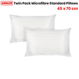 Premium 600gsm Microfibre Standard Pillows — Twin Pack, 45x70cm, Striped Design — Allure Home Collections