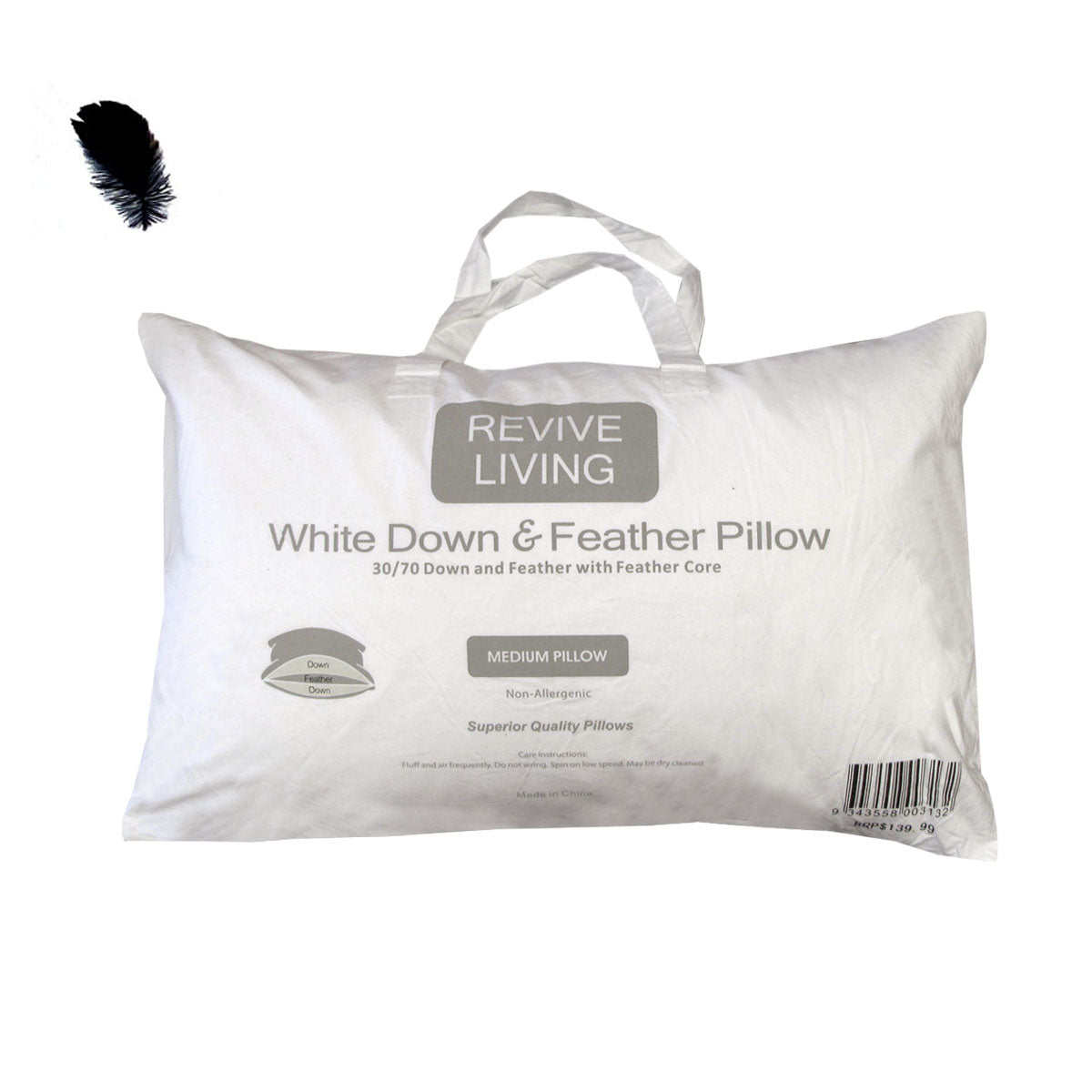 Luxury 70% Feather 30% Down Superior Medium Standard Pillow — 48x73cm — Allure Home Collections