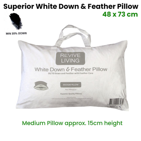 Luxury 70% Feather 30% Down Superior Medium Standard Pillow — 48x73cm — Allure Home Collections