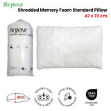 Repose Shredded Memory Foam Standard Pillow — 47x73cm, Tailored Support — Allure Home Collections