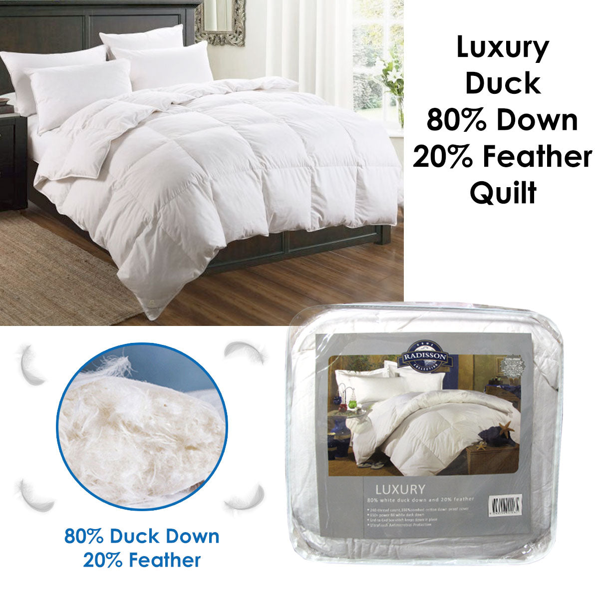 Kingham 80 Percent Duck Down Quilt, Queen