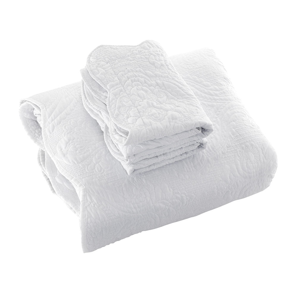 Farmington White Damask Bedspread 3pcs, King