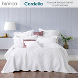 Farmington White Damask Bedspread 3pcs, Queen