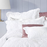 Farmington White Damask Bedspread 3pcs, Queen