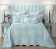 Miserden blue floral polyester quilted bedspread set king