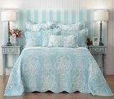 Miserden blue floral polyester quilted bedspread set king