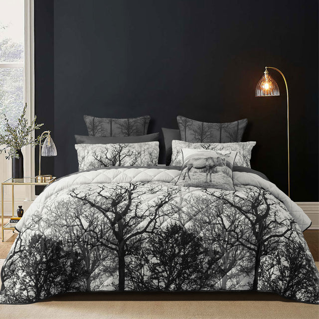 Notgrove black forest print polyester quilted coverlet set super king