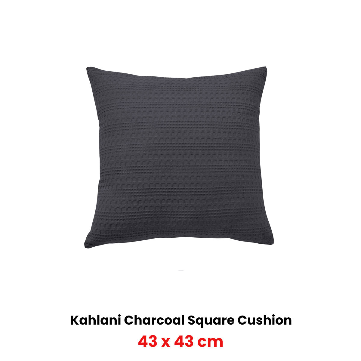 Bianca Kahlani Waffle Square Filled Cushion — Charcoal and Sage — Allure Home Collections