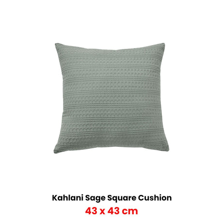 Bianca Kahlani Waffle Square Filled Cushion — Charcoal and Sage — Allure Home Collections