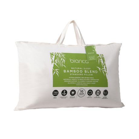Bianca Natural Sleep Bamboo Blend Medium Profile Pillow — Cotton Japara Cover — Allure Home Collections