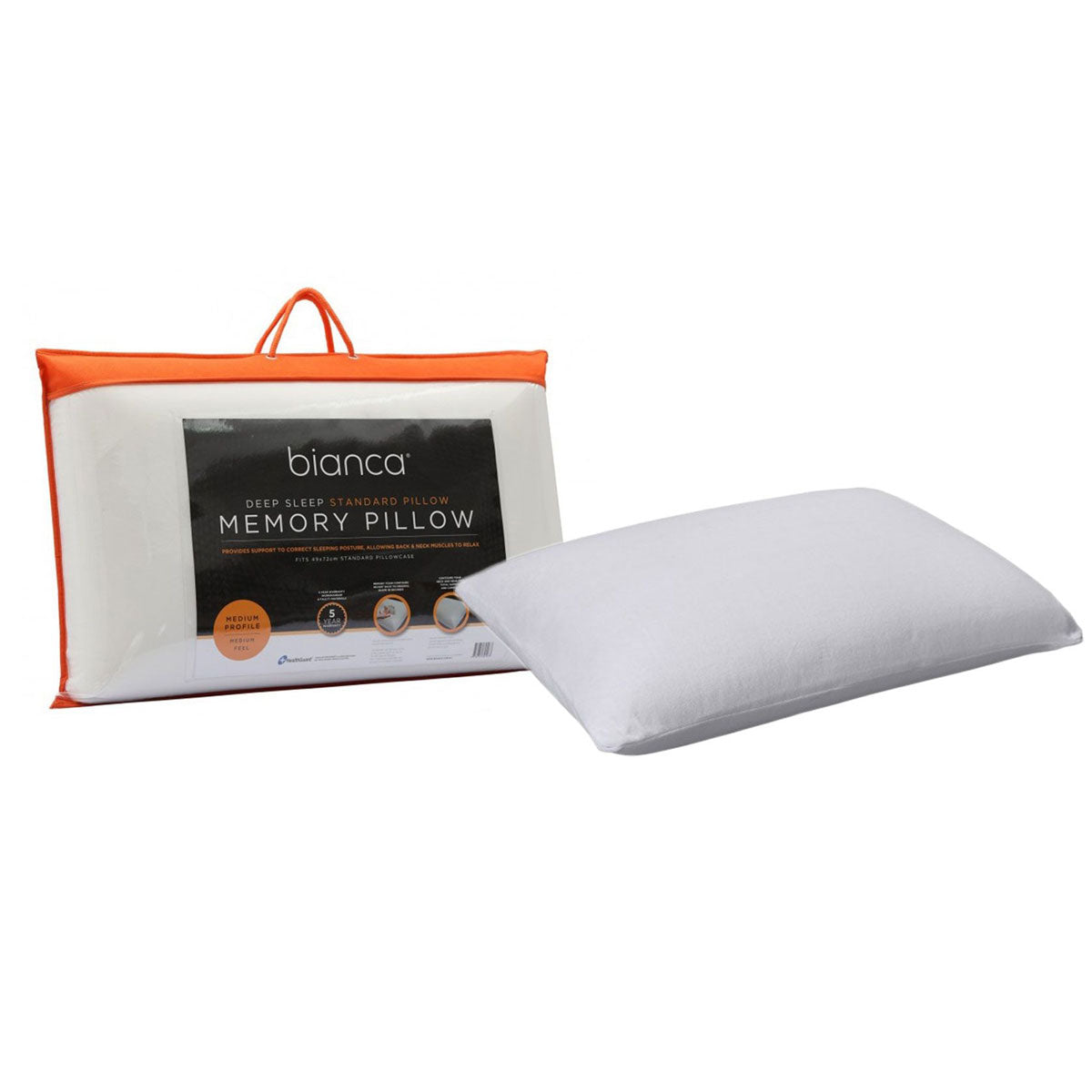 Bianca Memory Foam Standard Profile Pillow — Optimal Neck and Back Support — Allure Home Collections
