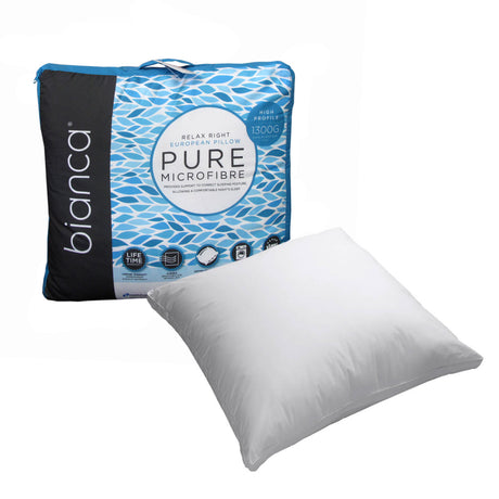 Bianca Relax Right 1300g Microfibre European Pillow — 65x65cm, Cotton Japara Cover — Allure Home Collections