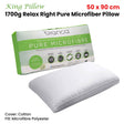 Bianca Relax Right 1700g Microfibre King Pillow — 50x90cm, Cotton Japara Cover — Allure Home Collections
