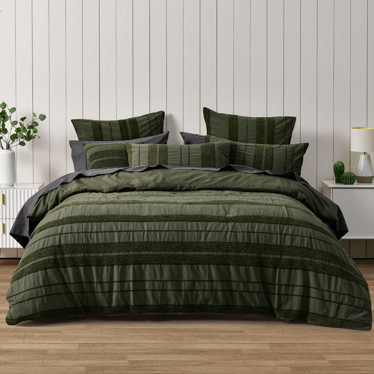 Bianca Avery Forest Chenille Striped Quilt Cover Set — Allure Home Collections
