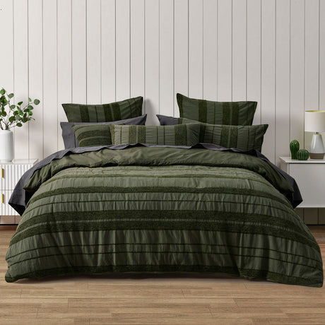 Bianca Avery Forest Chenille Striped Quilt Cover Set — Allure Home Collections