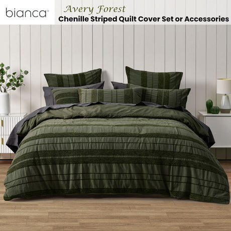 Bianca Avery Forest Chenille Striped Quilt Cover Set — Allure Home Collections