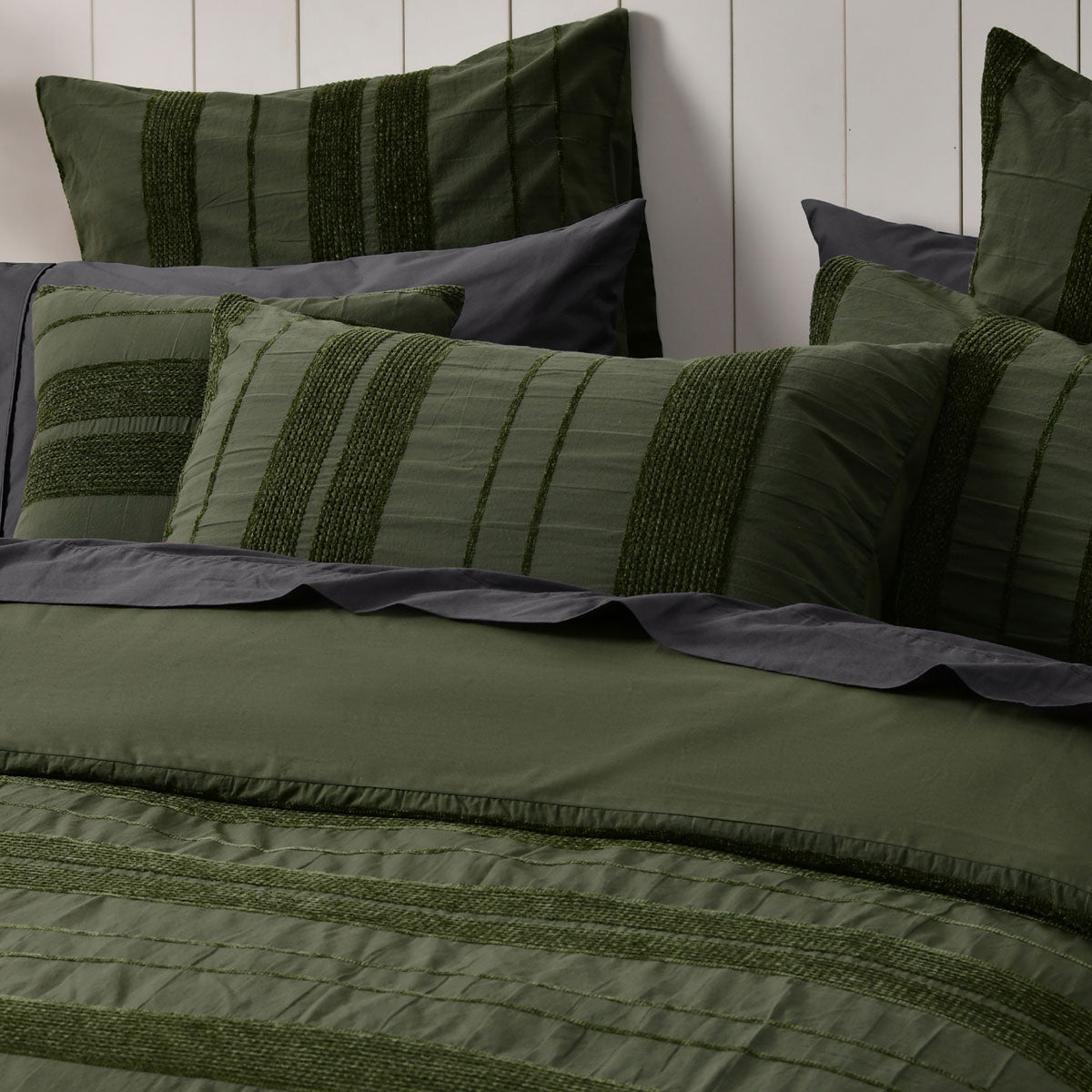 Bianca Avery Forest Chenille Striped Quilt Cover Set — Allure Home Collections