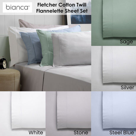 Bianca Fletcher Flannelette Cotton Sheet Set — Brushed Flannelette Bedding — Allure Home Collections