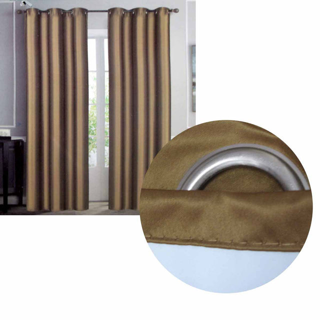 Emporio Hudson Coated Blockout Eyelet Curtains — Camel Pair 137 x 213cm — Allure Home Collections