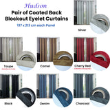 Emporio Hudson Coated Blockout Eyelet Curtains — Denim Pair 137 x 213cm — Allure Home Collections