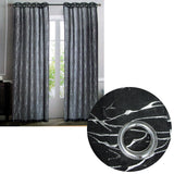 Sheer Eyelet Curtains with Silver Foil Design — Black Pair 137 x 213cm — Allure Home Collections