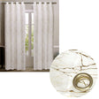 Sheer Eyelet Curtains with Gold Foil Design — White Pair 137 x 213cm — Allure Home Collections