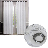 Sheer Eyelet Curtains with Silver Foil Design — White Pair 137 x 213cm — Allure Home Collections