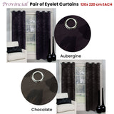Belmondo Provincial Floral Jacquard Eyelet Curtains — Aubergine Pair 120 x 220cm — Allure Home Collections