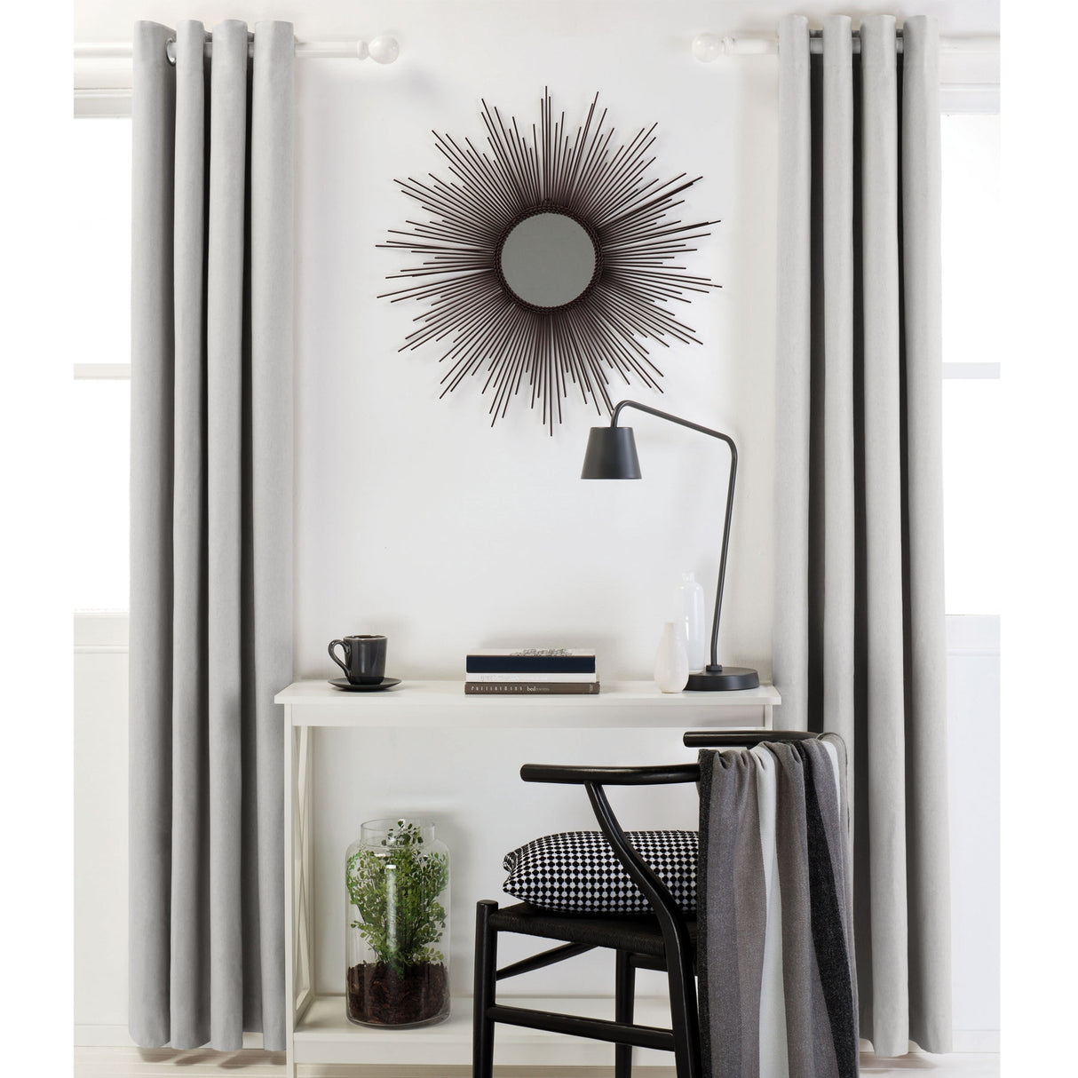 Designers Choice Linen Cotton Coated Eyelet Curtains — Grey Pair 140 x 213cm — Allure Home Collections