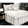 Antique white woven jacquard bedspread set with matching pillow shams on a queen bed