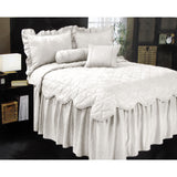 Antique white woven jacquard bedspread set with matching pillow shams on a queen bed