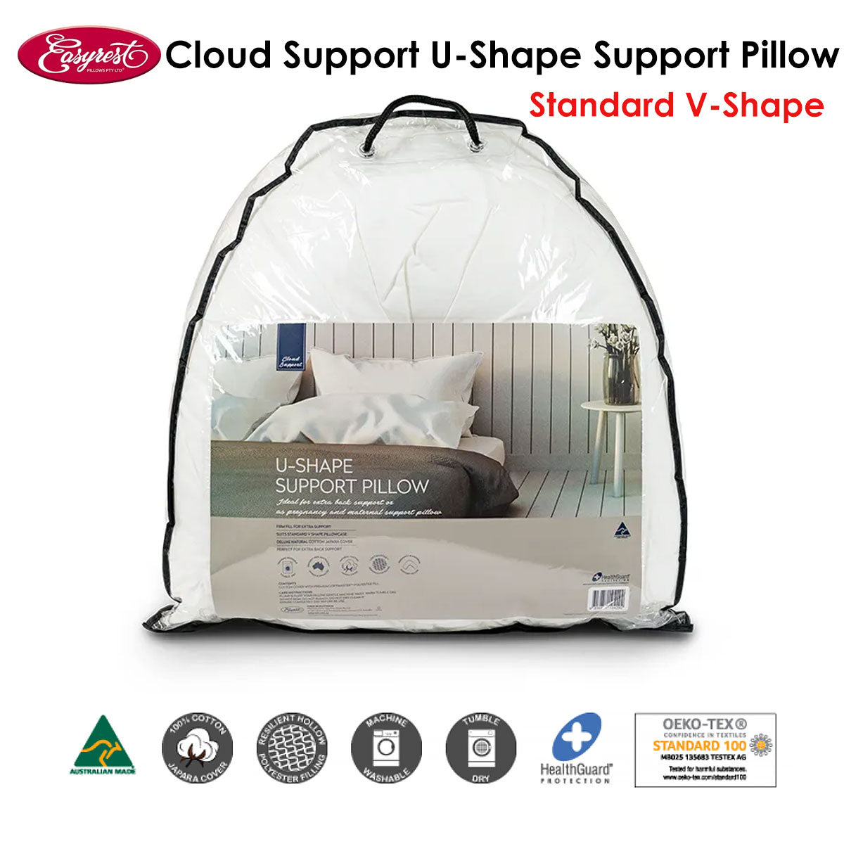 Easyrest Cloud Support U-Shape Support Pillow — TV, Reading, and Back Support — Allure Home Collections
