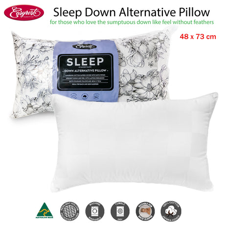 Easyrest Sleep Down Alternative Standard Pillow — Cotton Sateen Cover, Back Sleepers — Allure Home Collections