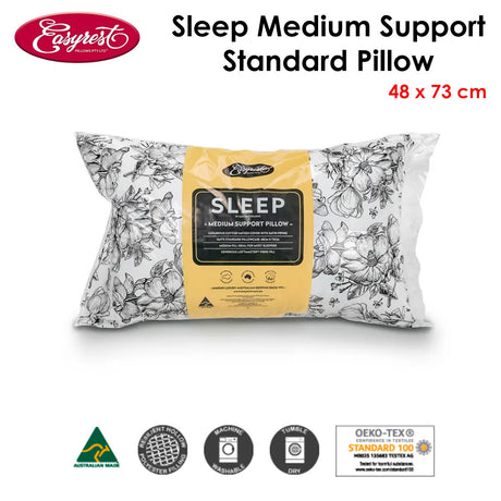 Easyrest SLEEP Medium Support Standard Pillow — 48x73cm, Luxury Sleep Range — Allure Home Collections