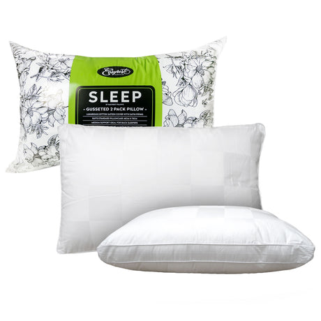 Easyrest SLEEP Gusseted Medium Standard Pillows — Twin Pack, Back and Side Sleepers — Allure Home Collections